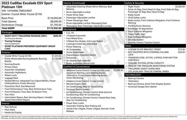 2022 Cadillac Escalade ESV Sport Platinum