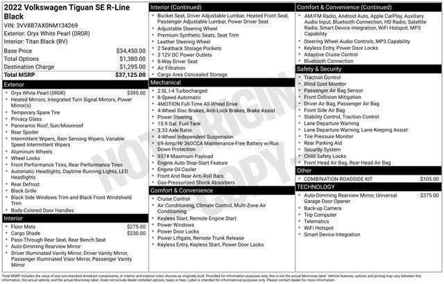 2022 Volkswagen Tiguan 2.0T SE R-Line Black
