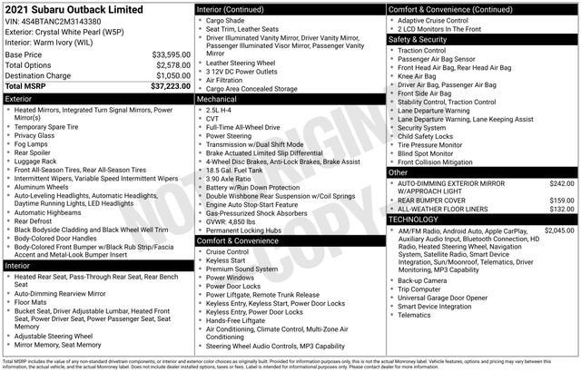 2021 Subaru Outback Limited