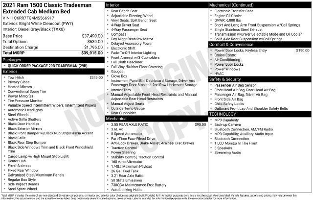 2021 RAM 1500 Classic Tradesman