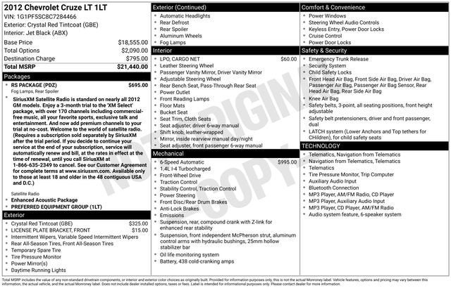 2012 Chevrolet Cruze LT w/1LT