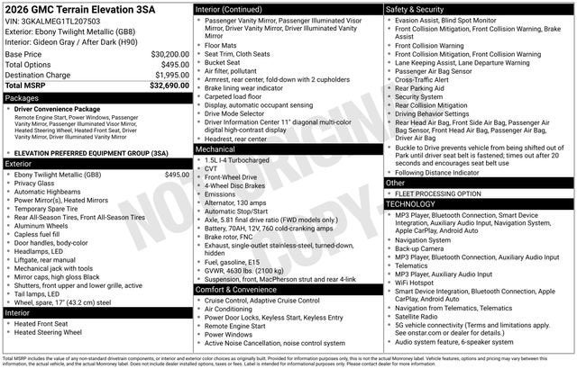 2026 GMC Terrain Elevation