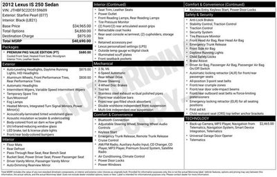2012 Lexus IS 250 4DR SPT SDN RWD M