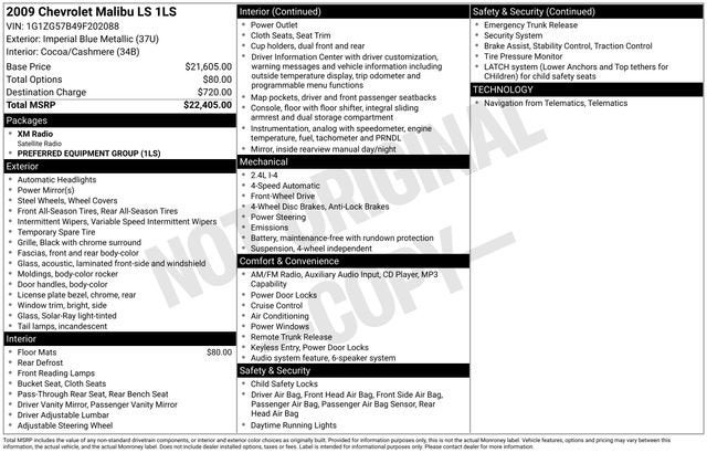 2009 Chevrolet Malibu LS w/1LS