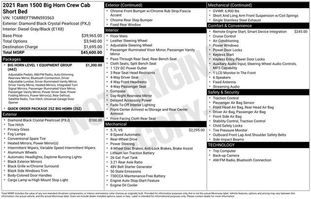 2021 RAM 1500 Big Horn/Lone Star