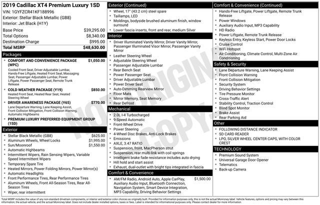 2019 Cadillac XT4 Premium Luxury