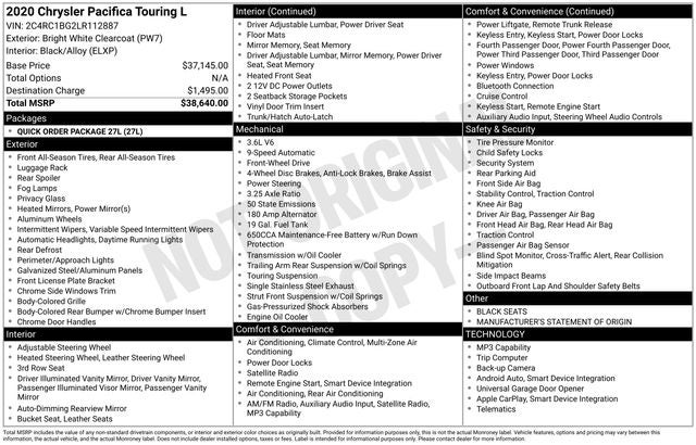 2020 Chrysler Pacifica Touring L